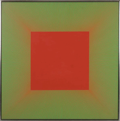 One of two paintings by Richard Anuskziewicz, "Soft Cover Vermilion†made $25,300.