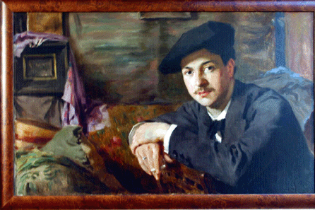 F. Luis Mora, "Self Portrait in the Studio,†1897, oil on canvas, 22 by 36 inches, signed and dated lower right, private collection. Courtesy Mattatuck Museum Art & History Center.