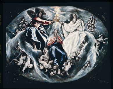Domenikos Theotokopoulos (El Greco), "The Coronation of the Virgin,†1603‰5, oil on canvas, 22½ by 30 inches.  Alexander S. Onassis Public Benefit Foundation Collection, Athens. ⁐anagiotis Rompakis photo
