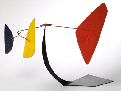 Untitled (Mobile Stabile), circa 1968‱970, represents the kind of abstract sculptural objects that Calder designed early in his career that electrified the art world. Private collection.