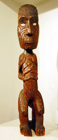 A 30-inch Nineteenth Century carved Maori figure brought $35,550 from a phone bidder. 