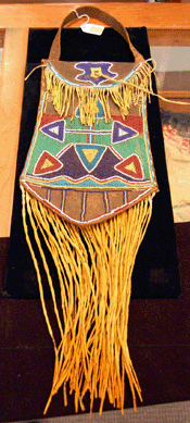 A Northwest beaded cloth and hide bandolier bag from the Tahltan people of British Columbia brought $15,405.