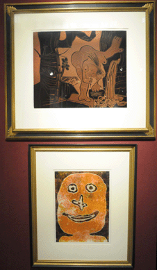 Pablo Picasso's colorful linocut "Femme a la source†from 1962, one from an edition of 50, and Jean Buffet's lithograph "Sourire†from 1961, also from an edition of 50, were at R. Stanley Johnson, Chicago.