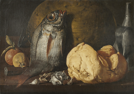 Luis Meléndez, "Still Life with Fish, Bread and a Kettle,†circa 1771, oil on canvas, 13 3/8 by 18 7/8  inches. The Cleveland Museum of Art, Leonard C. Hanna Jr Fund.