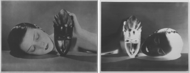 Man Ray's startling picture of the head of a white woman (Kiki of Montparnasse) next to an African mask she is holding in "Noire et Blanche (Black and White),†1926, epitomizes the innovative photos he created that gave new meaning to and elevated the status of African art objects. The artist employed a variety of innovative techniques in creating this icon of Modernist photography. Photo by Mitro Hood. Baltimore Museum of Art. ©2009 Man Ray Trust/Artist Rights Society (ARS) NY/ADAGP, Paris.