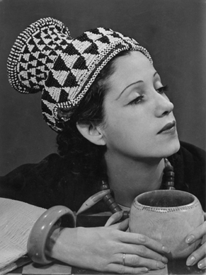 In 1930 photographs growing out of the series "Mode au Congo,†Man Ray contrasted images of women of color and white European women modeling Congo headdresses. The white models, such as Comtesse de St Exupery, 1937, seem ill at ease posing in an elaborate Kuba hat that emanated from what was perceived as a primitive society. Baltimore Museum of Art. ©2009 Man Ray Trust/Artists Rights Society (ARS), NY/ADAGP, Paris.