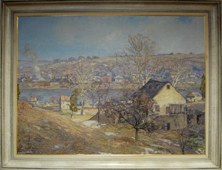 A New Hope scene by Pennsylvania Impressionist Edward Willis Redfield brought $221,500 from a bidder on the phone.