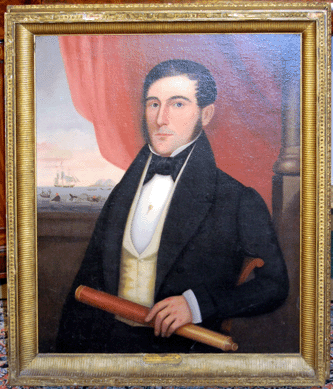 The portrait of Stonington, Conn., sea captain John P. Rice by itinerant artist Isaac Sheffield went to a Southern collector for $66,125.