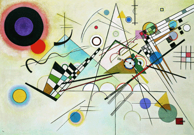 Considered the masterpiece of Kandinsky's Bauhaus years, "Composition 8 (Komposition 8),†1923, is a carefully composed assemblage of abstract elements, geometric shapes and fine black lines. Solomon R. Guggenheim Founding Collection.