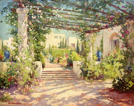 The top lot of the auction came as a newly rediscovered oil on canvas by Colin Campbell Cooper was offered. Consigned from a private Midwest collection, "The Terrace, Samarkand,†estimated at $200/300,000, sold for $456,000, a record price paid at auction for a California painting by the artist.