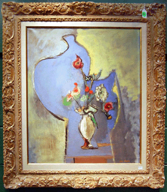 The choicest oil on canvas in the sale was "Spring Flowers†by Modernist artist Max Weber that sold on the phone for $46,000.