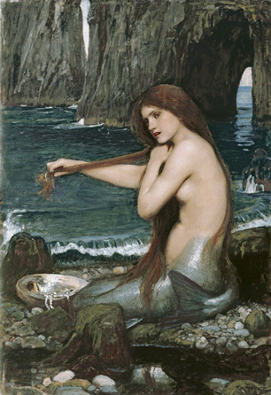 John William Waterhouse (Rome, 1849⁌ondon, 1917), "A Mermaid,†1900, oil on canvas, Royal Academy of Art, London, diploma work presented by the artist, 1900.