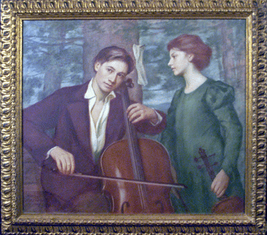Art & Antique Gallery, Worcester, Mass., showed this Henry O. Walter (American, 1843‱929) painting of a pair of musicians.