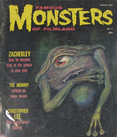At newcomer Michael Pierce's Monsters Among Us, Monroe, Mich., an August 1959, copy of Famous Monsters of Film Land caught many an eye. 