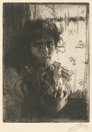 Anders Zorn, "An Irish Girl,†1894, etching. National Gallery of Art, Washington, D.C., Rosenwald Collection.