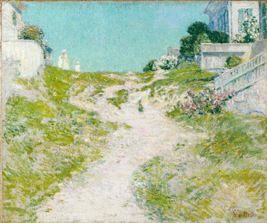 Childe Hassam (1859‱935), "Le chemin vers la plage,†oil on canvas, signed lower right, 20 by 24 inches, finished at $510,000.
