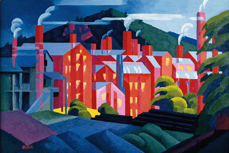 Oscar Bluemner, "Jersey Silkmills (Paterson),†1911, repainted in 1917; private collection.