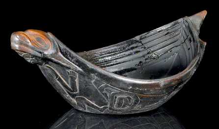 A Northwest Coast grease bowl, circa 1800‱850, carved in the likeness of a seal effigy sold for $206,000.