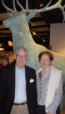 Arie L. Kopelman, chairman of the Winter Antiques Show, and Catherine Sweeney Singer, executive director, during a relaxed moment at the show on Sunday, January 24. 