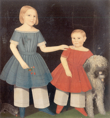 Ammi Phillips (1788‱865), double portrait of Theron Simpson Ludington and his older sister Virginia Ludington, circa 1852, oil on canvas, was the sale's top lot at $782,500.