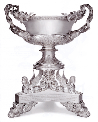 The Maxwell vase, a monumental American silver presentation vase, Fletcher & Gardiner, Philadelphia, 1829, went to J. Shrubsole for $494,500.
