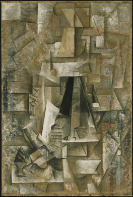 Pablo Ruiz y Picasso (Spanish, 1881‱973), "Man with a Guitar,†1912, oil on canvas, 51 15/16 by 35 1/16 inches. Philadelphia Museum of Art, the Louise and Walter Arensberg Collection, 1950. ©2010 Estate of Pablo Picasso / Artists Rights Society (ARS), New York