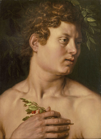 Hendrick Goltzius (Dutch, 1558‱617), "Adam,†circa 1611, oil on panel, 29½ by 24 inches framed, Wadsworth Atheneum Museum of Art, Hartford, Conn., Mary Catlin Summer Collection Fund.