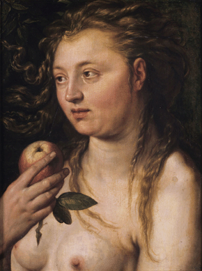 Hendrick Goltzius (Dutch, 1558‱617), "Eve,†oil on panel, 20 by 15 inches, Musees de la Ville de Strasbourg, France.