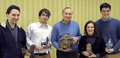 The Zipp family of pottery auctioneers. From left, Brandt, Mark, Tony, Barbara and Luke.
