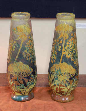 Art glass vases by Daum Nancy came from a South Shore estate and went to the Midwestern trade for $9,775.