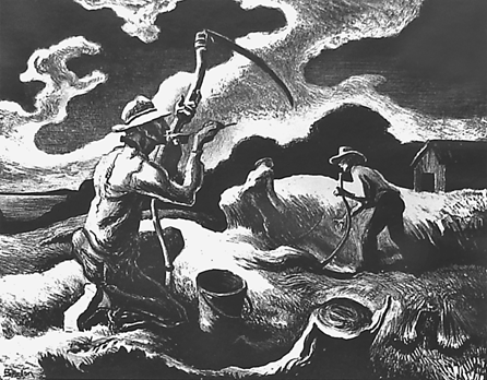 Thomas Hart Benton, "Island Hay,†1945, lithograph, 10 by 12 5/8 inches. 