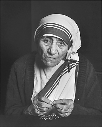 Yousuf Karsh (1908′002), "Mother Teresa,†1988, photograph, gelatin silver print, gift of Estrellita and Yousuf Karsh. ©Museum of Fine Arts, Boston. ©The estate of Yousuf Karsh.