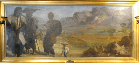 Russian artist Alexandre Evgenievich Iacovleff's painting "Kurds Near Kandahar,†measuring 23 by 59 inches, had been consigned from a Boston home where Veilleux found "half of the painting in one part of the house and half of the painting in another part of the house.†Apparently at some point there was simply not enough room for the painting to be displayed in its original size, so it was cut in half and turned into two paintings. Veilleux had the paintings rejoined by relining it and retouching the joint. It sold for to a telephone bidder from Russia for $175,030.