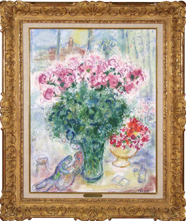 Marc Chagall's (Russian French, 1887‱985), "Les Hibiscus†set a new record for the highest priced item that ever sold in the gallery. The well-documented Chagall gouache was sold on the telephone for $300,000.