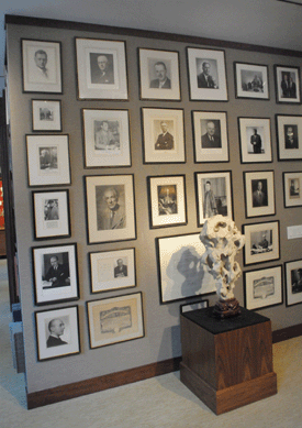 In this "wall of fame,†the gallery pays tribute to some of its most well-known collectors with a grouping of some 30 photographs that occasionally rotates. Renowned collectors pictured include President Herbert Hoover (the first photograph immortalized here), Adlai Stevenson and John D. Rockefeller.