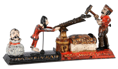 J.&E. Stevens "Breadwinners†cast iron mechanical bank sold for $28,750.