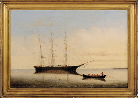 "Portrait of the Whaleship Young Hector off Clark's Point, New Bedford†realized $88,875 on the phone. 
