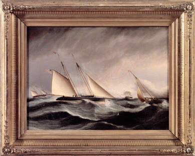 "Yacht Race†by James Edward Buttersworth, depicting four boats competing in heavy seas, sold for $31,995.