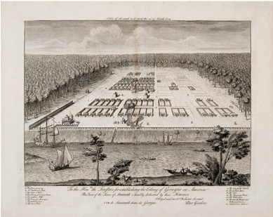 Within the first few minutes of the sale, the rare and important engraving of the bird's-eye "view of Savannah as it stood, the 29th of March, 1734†went on the block. There are 11 known examples. This fine engraving went to the phone for $70,800.