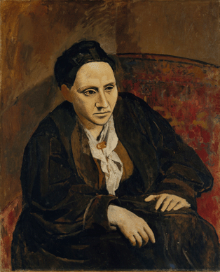 Arguably the Met's most famous Picasso is this striking image, "Gertrude Stein,†a 1906 oil on canvas. Her Paris salon was frequented by collectors and up-and-coming artists, including Picasso, whose work she championed.