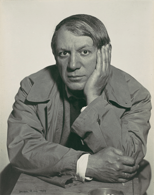 In Man Ray's perceptive photograph of 1933, Picasso's casual pose, penetrating stare and forceful body English suggest his powerful personality.