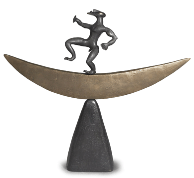 Toronto artist David Ruben's bronze, "Dancing On The Moon,†($4/6,000), 2002, went out at $15,600.
