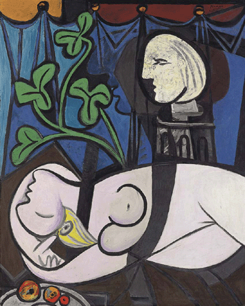 Pablo Picasso, "Nude, Green Leaves and Bust,†oil on canvas, painted on March 9, 1932, sold for $106,482,500 (world auction record for any artwork sold at auction and world auction record for the artist).