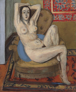 Henri Matisse, "Nu au coussin bleu,†1924, oil on canvas, realized $15,090,500.