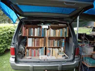 A "rare bookmobile†showcased a creative use of display space afforded by the van that brought Richard Mori of Mori Books, Milford, N.H., to the show.