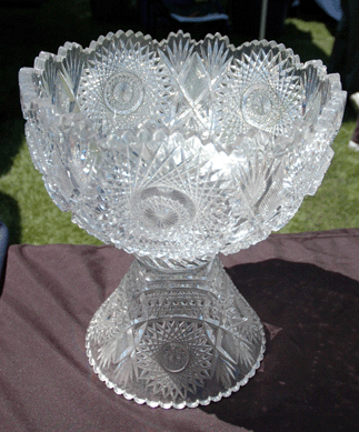 Philip Liverant, Colchester, Conn., brought this two-piece cut glass bowl, circa 1910‱5. Brimfield Acres North