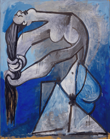 Pablo Picasso, "Nude Wringing Her Hair,†1952, oil on wood panel, private collection. ©2010 Estate of Pablo Picasso / Artist Rights Society (ARS), New York.