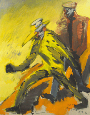 From a corporate collection, the 94-by-78-inch painting by Rainer Fetting titled "Ruckker Der Giganten†shot past estimates to bring $78,000.
