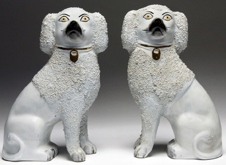 "Large Poodles,†circa 1950, slip-cast earthen body with glaze, gift of Fletcher Stiers, Lora Robins Gallery of Design from Nature. 