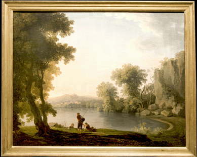 A landscape with boys fishing on a lake shore, attributed to Eighteenth Century artist Francesco Zuccarelli, came from a New York and Nantucket estate and brought $4,680.